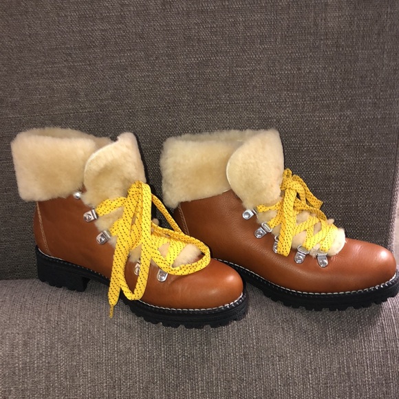 J. Crew Brown Winter Boots with Yellow Laces - Picture 2 of 8